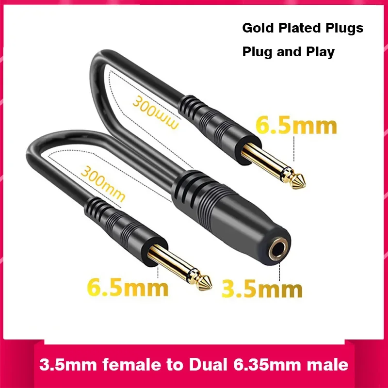 6.5 مللي متر ذكر وأنثى 6.35 مللي متر كبير ثنائي النواة إلى ثنائي 6.5 حافلة أحادية ميكروفون نقطة واحدة خط الصوت مطلية بالذهب المقابس