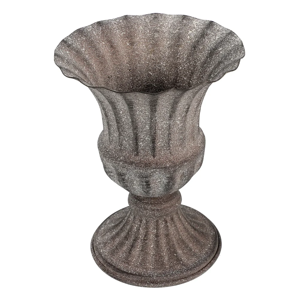 

1pcs Cemetery Memorial Vase Retro Grey Iron Flower Holder Sturdy Practical Graveyard Pot Urn Decorative Ornament