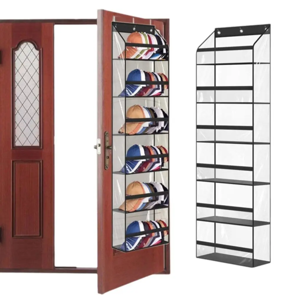 

Wall Mounted Multi-layer Storage Bag Visible Large Capacity Over The Door Organizer with Hooks Foldable Sundries Storage Bag