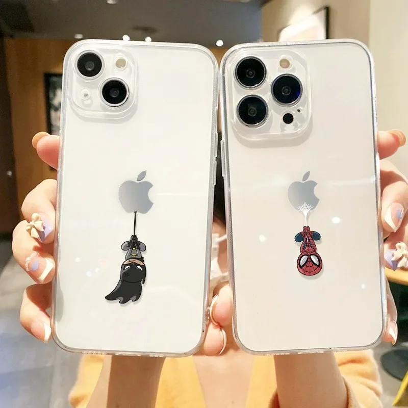 Cartoon Marvel Spider Man Inverted Spider Web Phone Case For iPhone16 15 14 13 12 11 ProMax XR XSMax