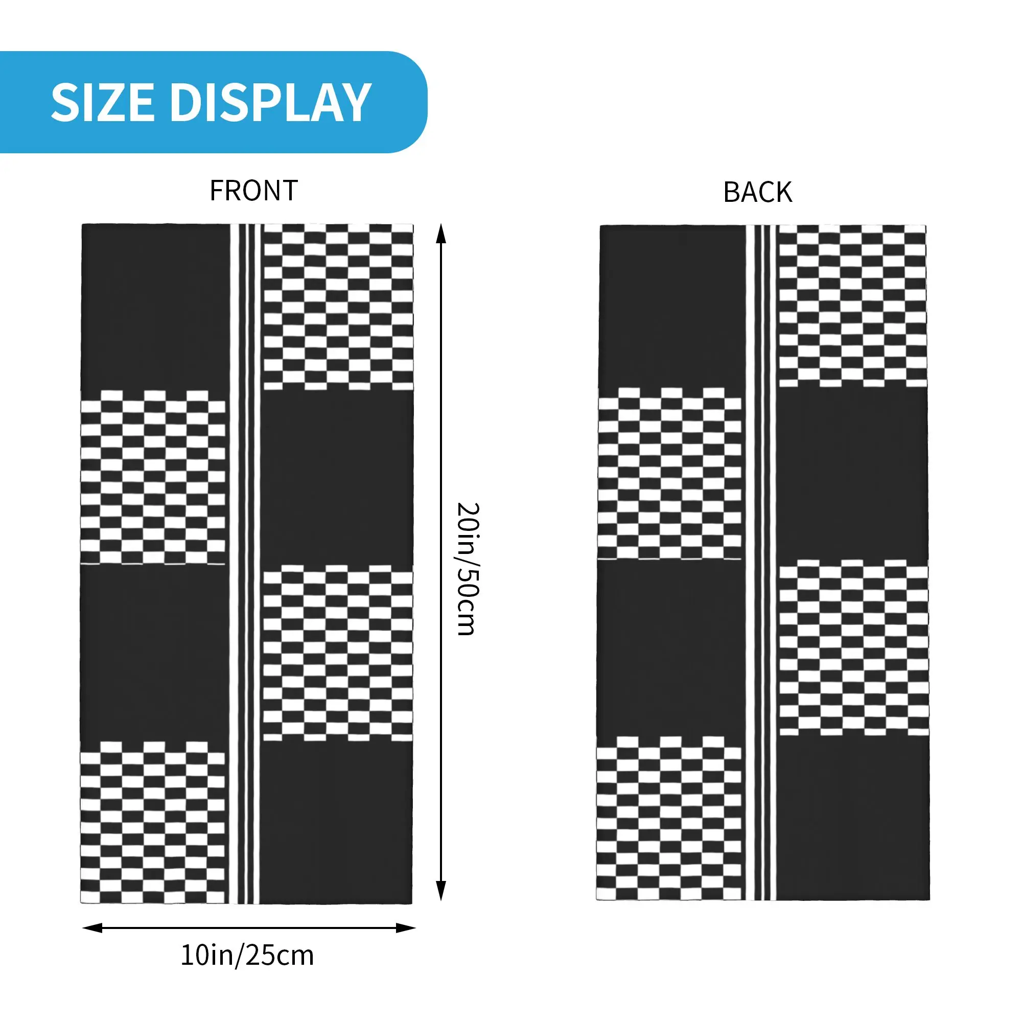 Custom Black And White Check Stripes Bandana Winter Neck Warmer Windproof Wrap Face Scarf for Ski Scandi Art Gaiter Headband
