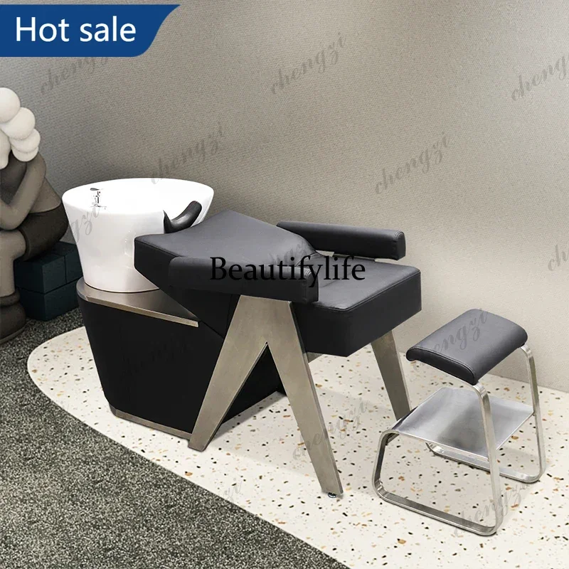 NQ52 Head Spa Hairdresser Chair Hair Washing Beauty Shaving Chair Shampoo Professional Japanese Head Spa Bed Barber Shop Furnitu