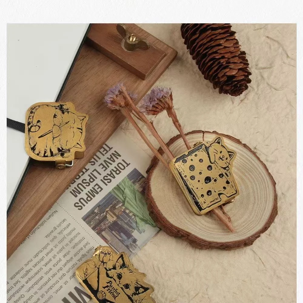 Cat Brass Paper Clips Journal Notebook Decoration Cute Shot Props DIY Planner Stationary Reciepts Binder Clips