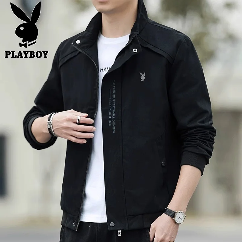 

Men's Cotton Jaet Spring Autumn Casual Stand Collar Loose Middle Age Autumn Outwear Zipper Closure Windproof