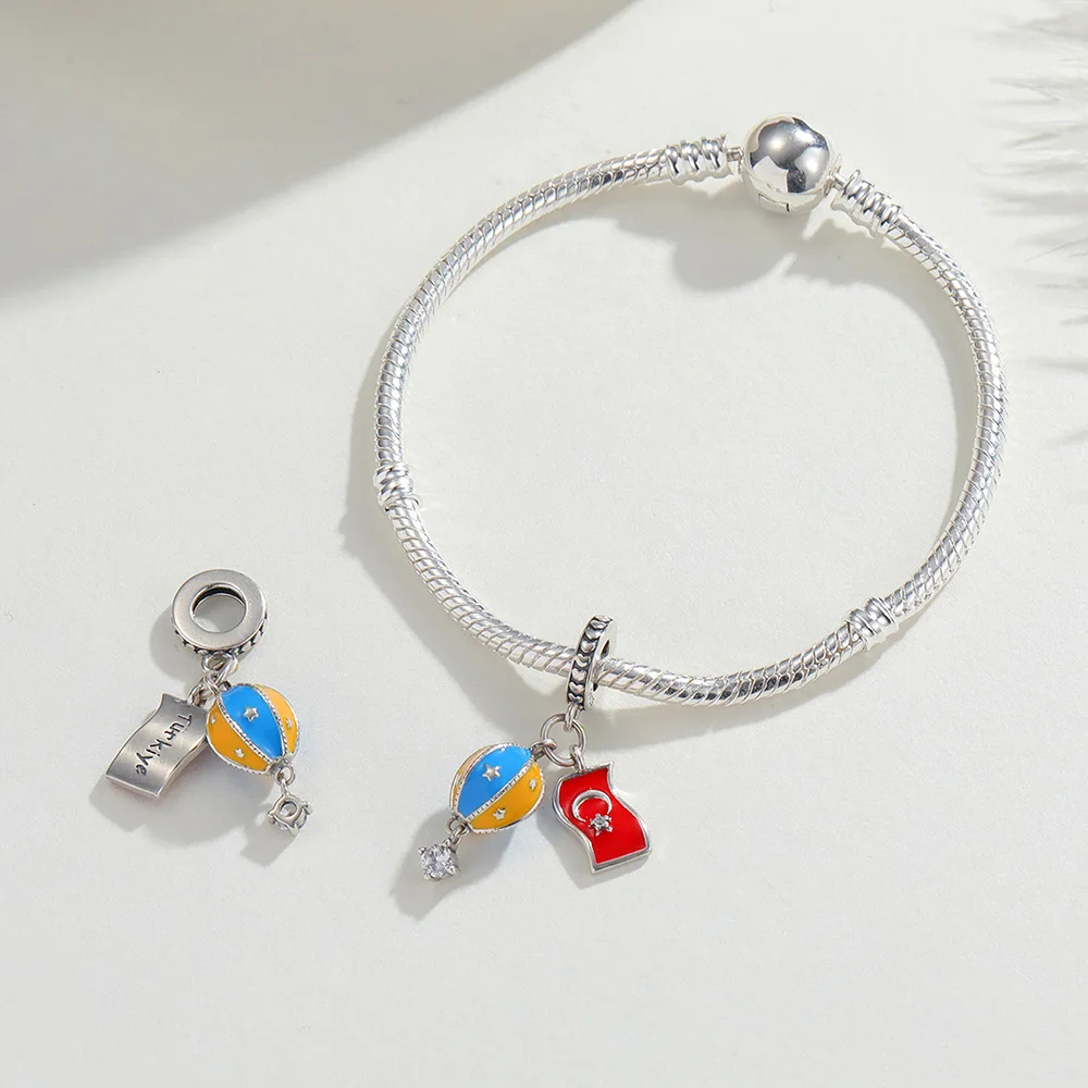 925 Sterling Silver Travel Country Charm Turkey Thailand USA France Germany Spain Bead Charm Fit Bracelet Jewelry Gift For Women view 2