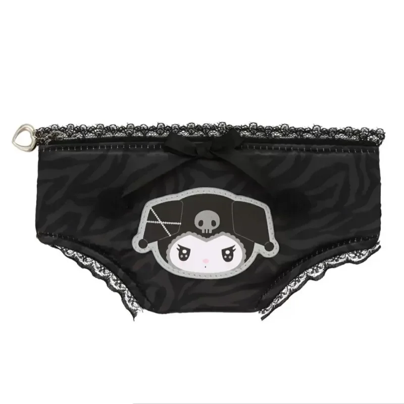 Melody Kuromi Cartoon Cute Lace Bow Shorts Design Small Makeup Bag Storage Convenient Black Pink Wallet Female Peculiar Pocket