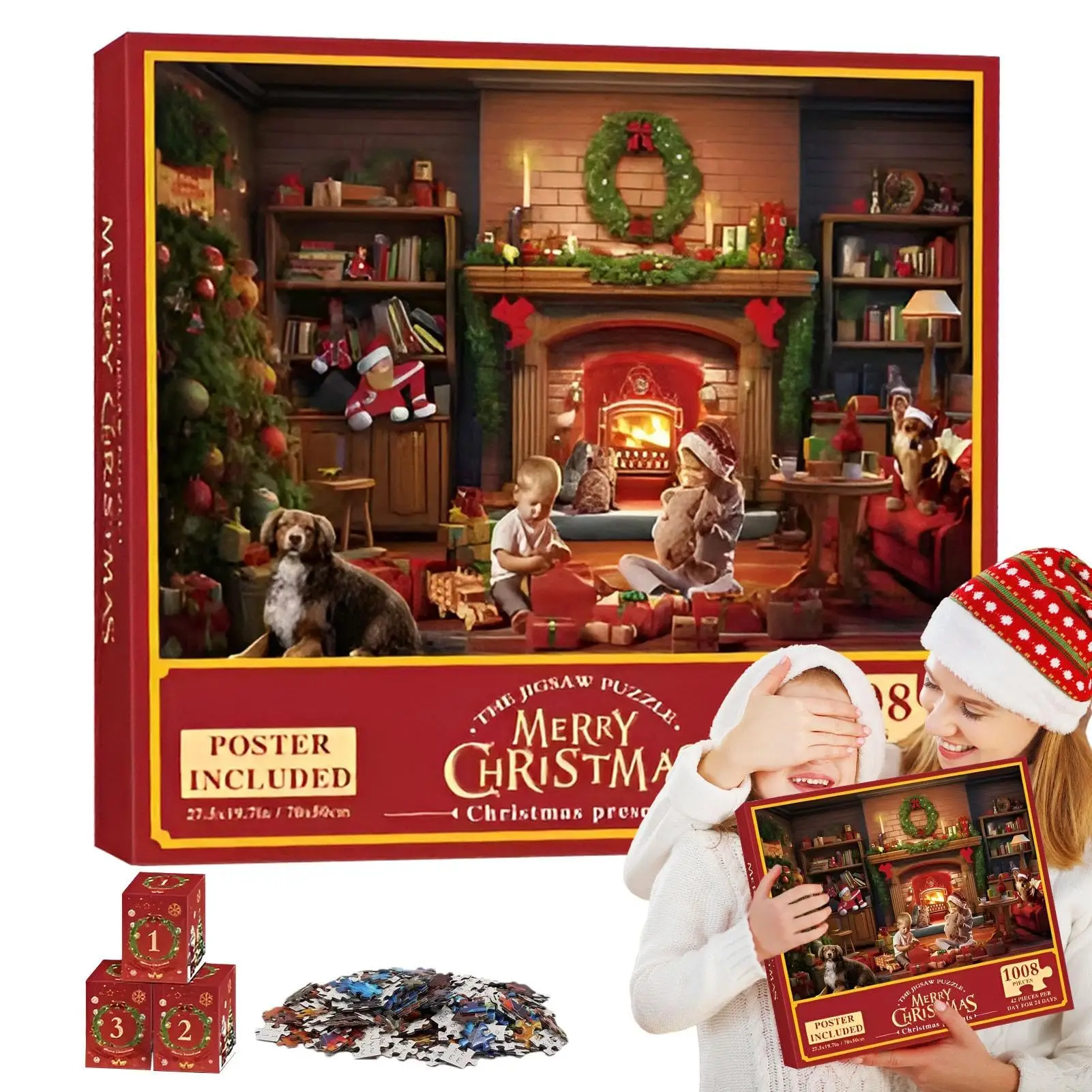 

Christmas blind box puzzle, holiday celebration party goodies, family interactive gifts, Christmas gifts for adults children