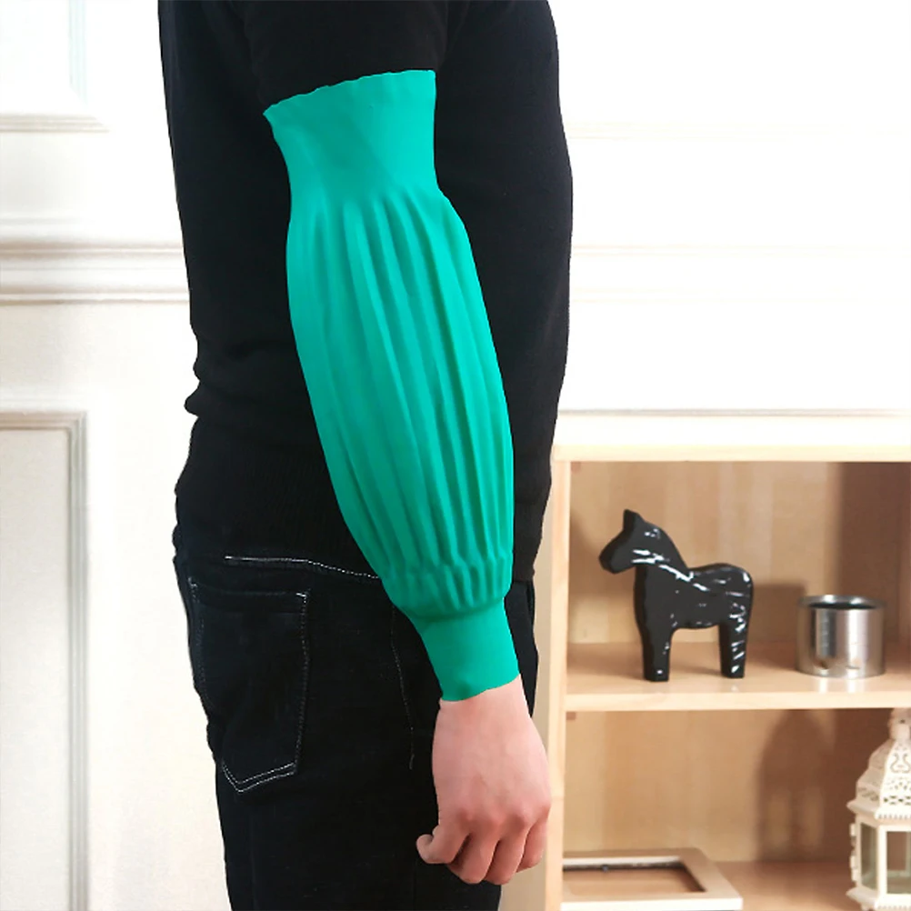 

Waterproof Rubber Oversleeves 43cm Green Durable Arm Protection for Kitchen Cleaning Housework Unisex Gardening Latex Sleeves