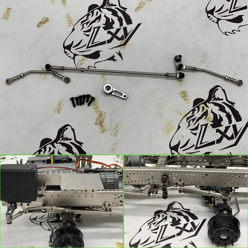 مجموعة قضيب ربط التوجيه المرتبط بمقياس 1:14 لسيارة Tamiya RC SCANIA 770S R620 VOLVO BENZ Arocs MAN TGX #6