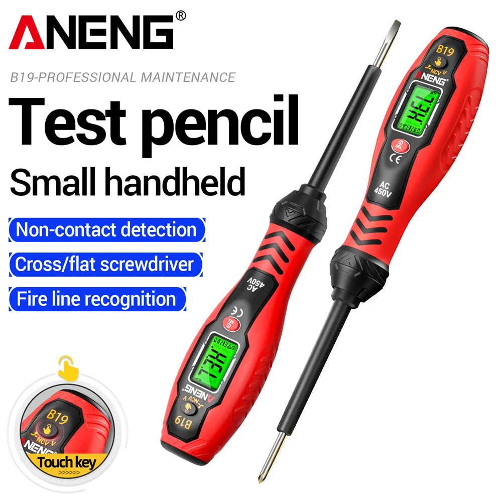ANENG B19 Cross/Word Screwdriver Pen 30-1000V Voltage Digital Handheld Non-Contact Test Diagnostic Breakpoint Finder Buzzer Tool