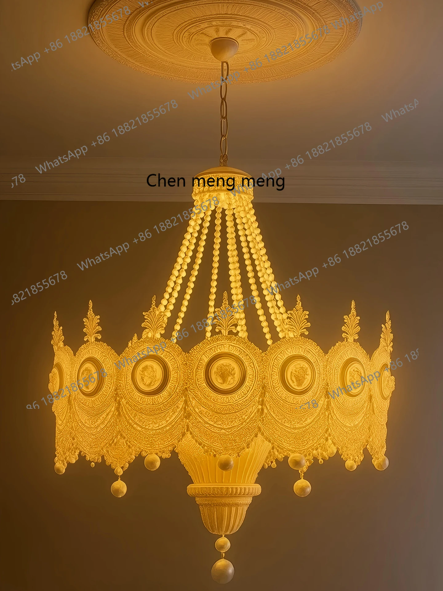 Pearl chandelier French retro minimalist high-end living room lamp light luxury warm romantic art