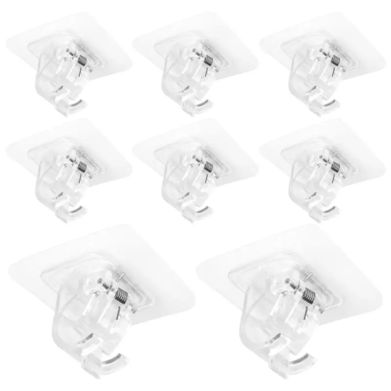 [NEWA64Z!】 8PCS No Drill Curtain Rod Brackets Curtain Rod Holder Hooks Nail Free Curtain Rod Hooks Curtain Hangers For Home