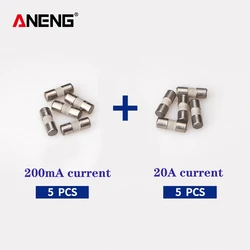 ANENG 200mA 20A 5Pcs/Lots Portable Ceramic Fuse Tube 20AC Current 6X30mm 200mA+20A  Insurance Tube AMP Fuse Electrician Tools