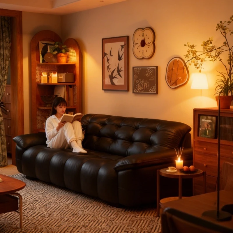 أريكة سرير قابلة للطي، أريكة مكتب مضغوطة بدون عظم، أرائك جلدية، أقراص، أريكة جلدية سوداء، أرائك أثاث