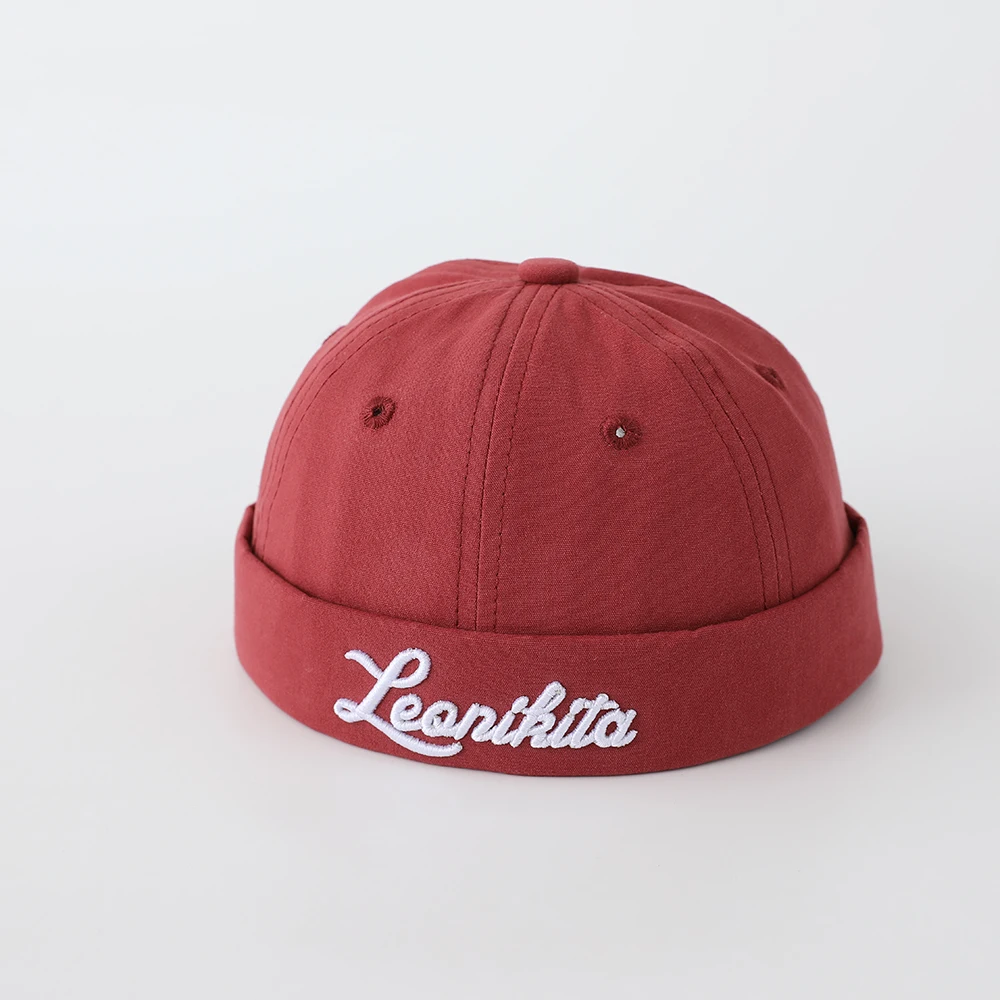Children's handwritten English embroidery cap with soft cotton brimless design.Suitable for street performances and role-playing view 4