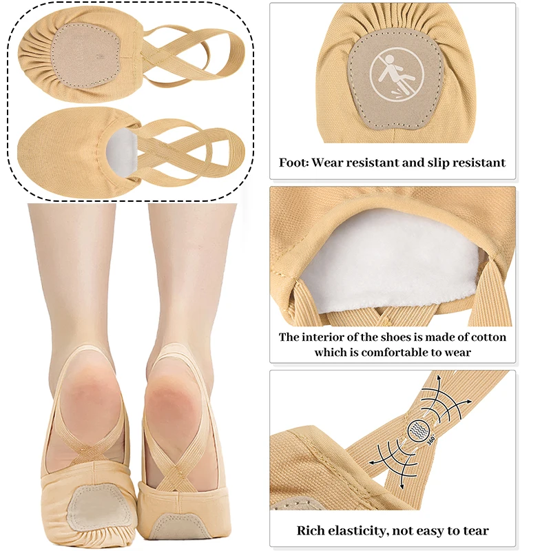 Women Men Lyrical Pirouette Ballet Shoes Stretch Canvas Half Soles Dance Shoes Dance Shoes for Contemporary