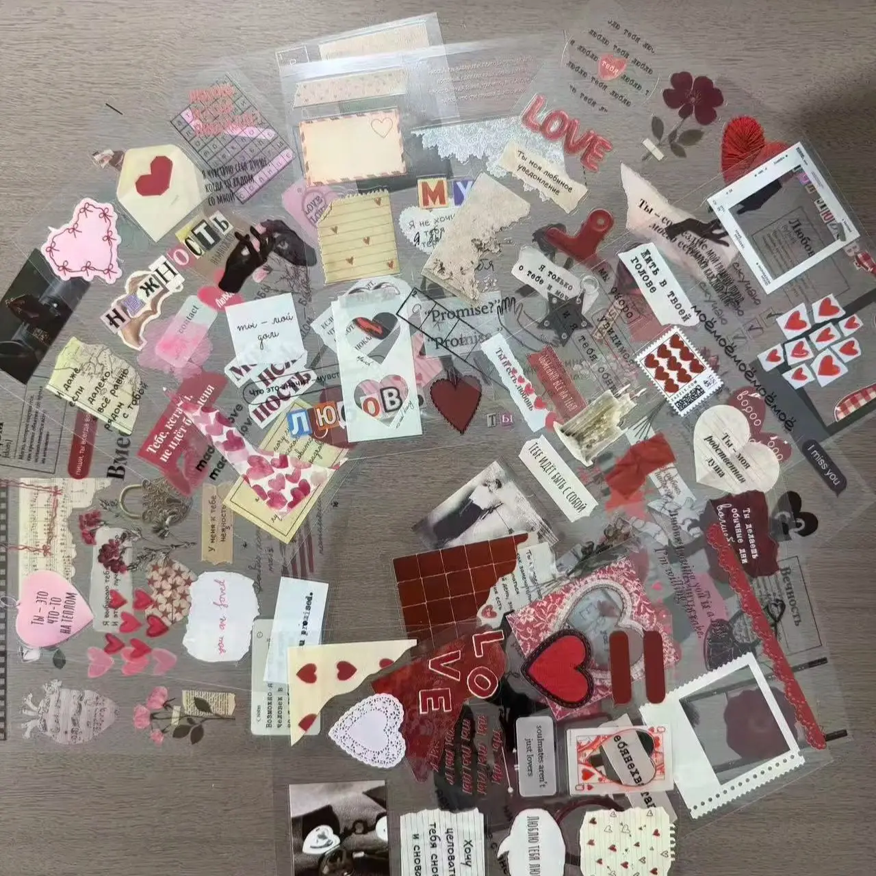14-piece vintage distressed journal sticker set, floral frame butterfly collage material for diary album, Valentine's Day greeting card DIY decoration