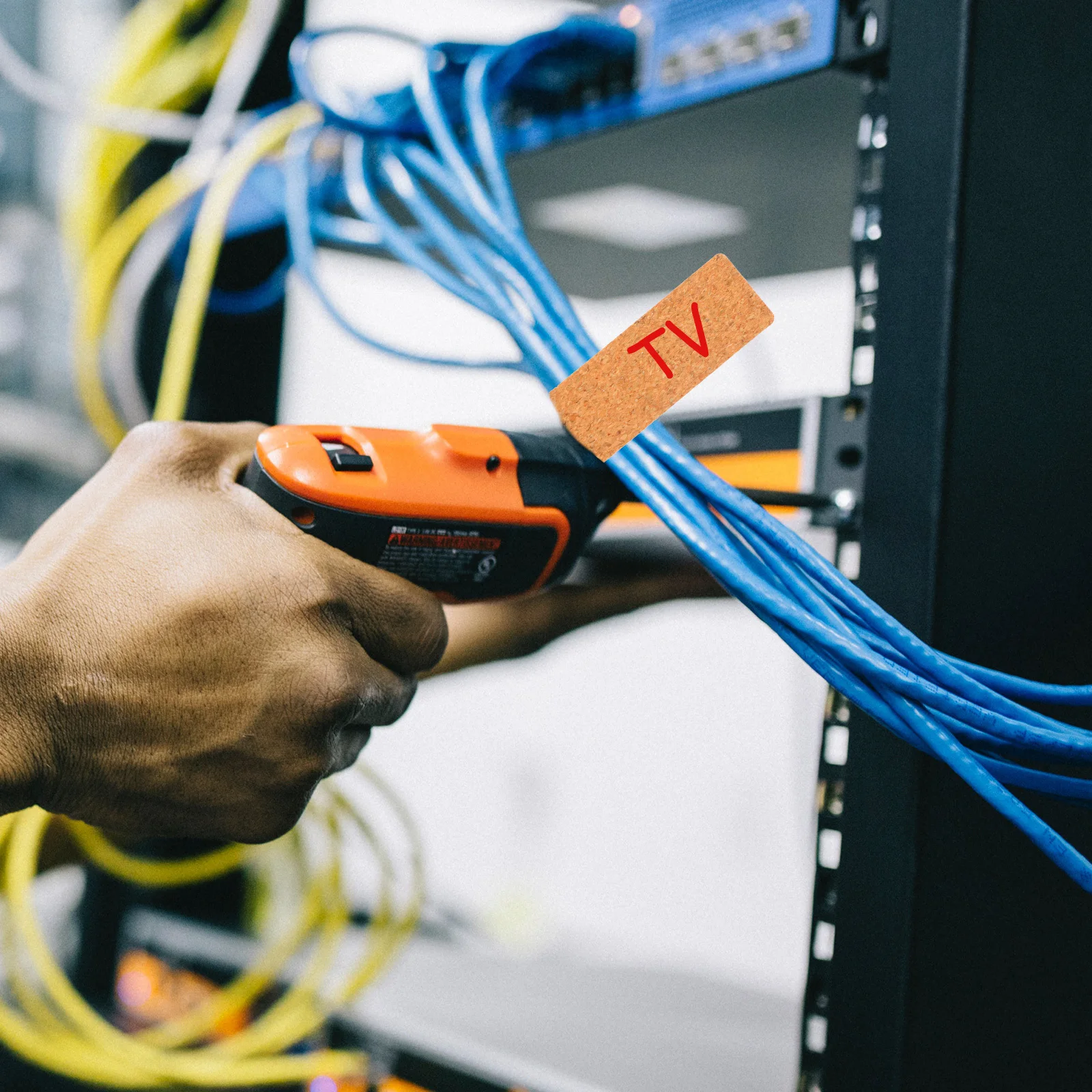 21 Buah Label Kabel Tahan Air Label Identifikasi Kabel Gabus Berperekat untuk Pengorganisasian Kabel Rumah Kantor Ethernet