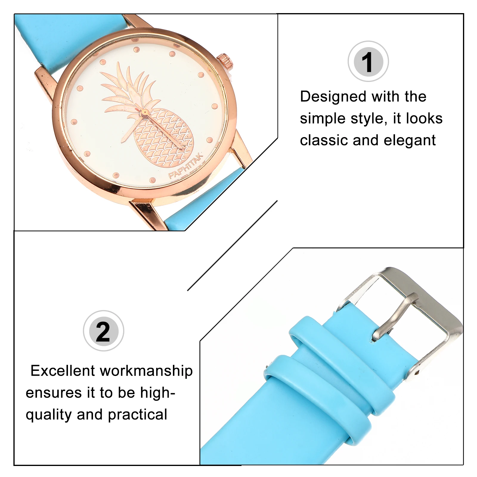 

Pineapple Watch Women Quartz Watches White Color Casual Wrist Watch Fashion Lady Accessories Practical Everyday Use Elegant