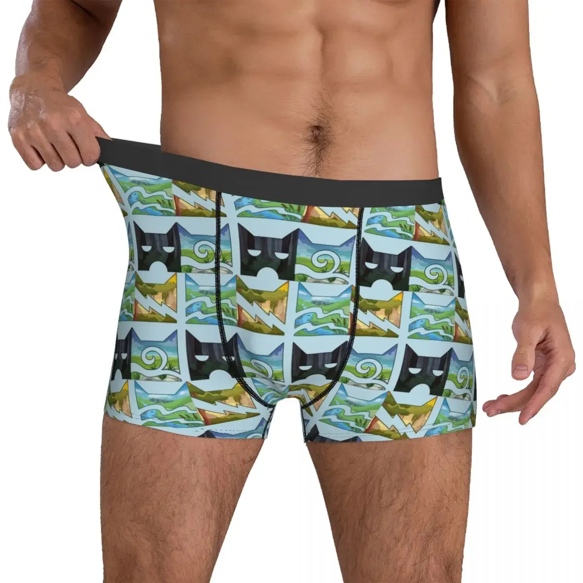 Calzoncillos bóxer para hombre, ropa interior con ventilación, cuatro guerreros, gatos, regalos para novio