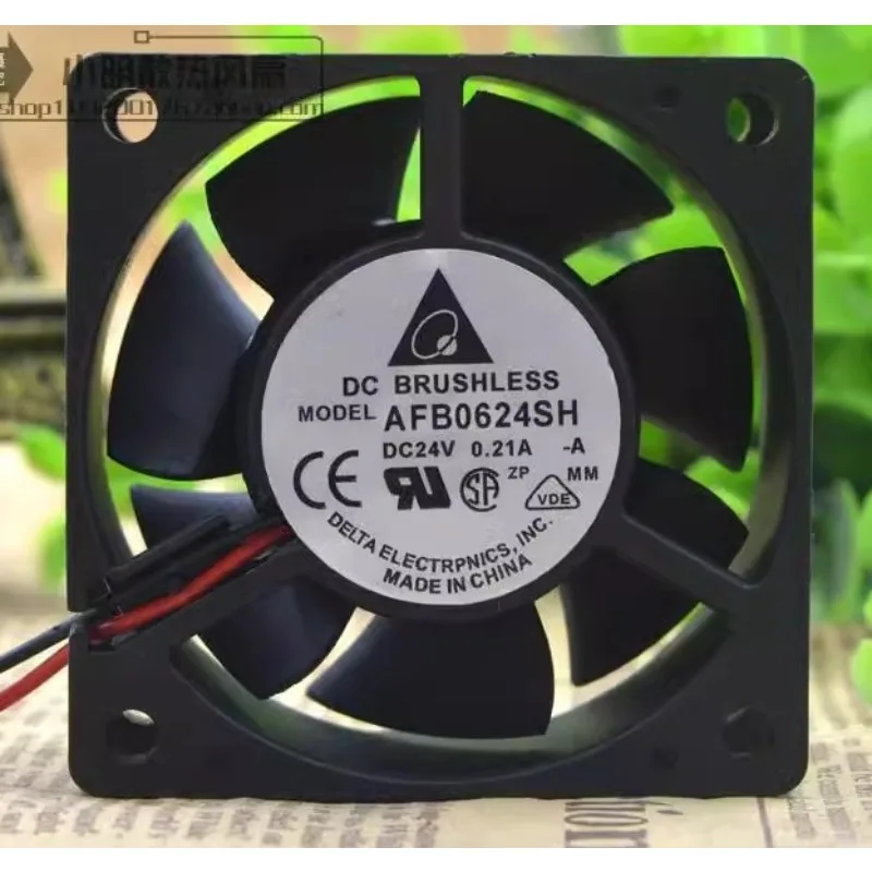 New Cooling Fan for Delta AFB0624SH 6025 24V 0.21A 6CM 2-wire Frequency Converter Large Air Flow Fan 60x60x25mm