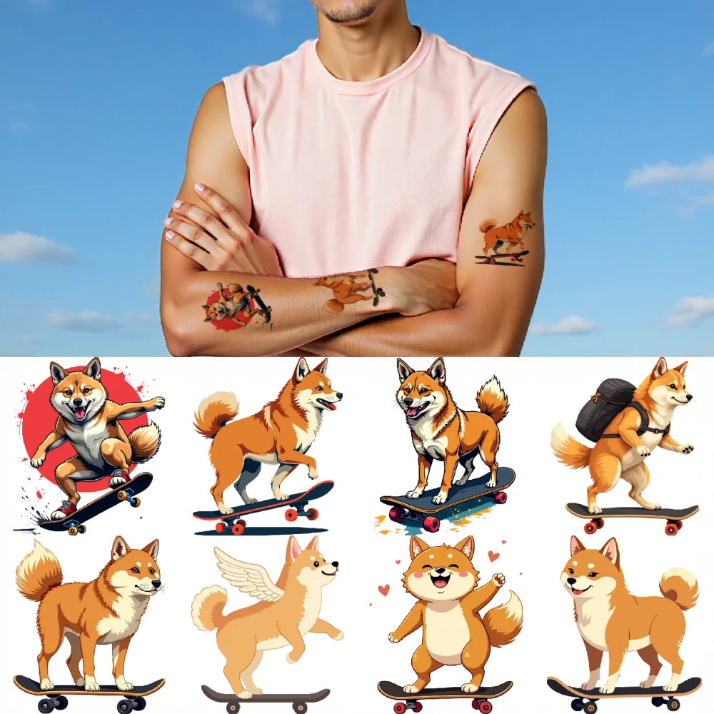 

28pcs Temporary Tattoo Skateboard Stickers Waterproof Long-lasting Body Stickers Dog Stickers Cartoon For Children Shoulders