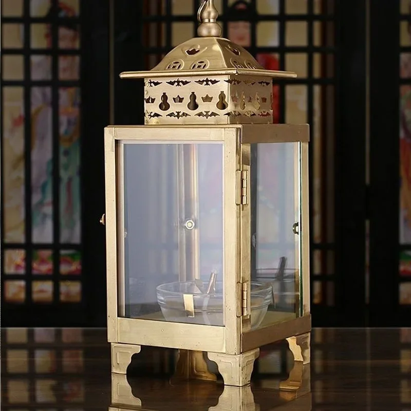 Copper oil  butter   windproof  outdoor lampshade, temple everlasting   god Buddha offering lamp