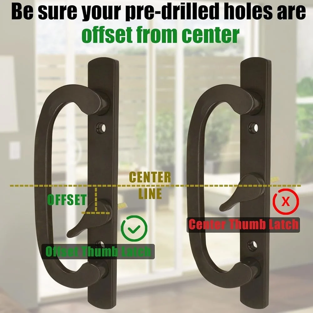 Sliding Patio Door Handle Set with Mortise Lock Offset Design Zinc Diecast Compatible with Jeld Wen Guardian Milgard