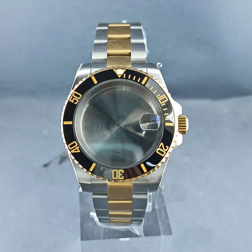 40mm NH series 34 35 36 Silver Gold watch case 316L Stainless steel sapphire Glass 10bar waterproof 120 Click bezel Oyster strap