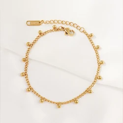 316L Stainless Steel Beads Tassel Pendant Bracelet For Women Fashion Gold Color Beads Chain Bracelets Jewelry