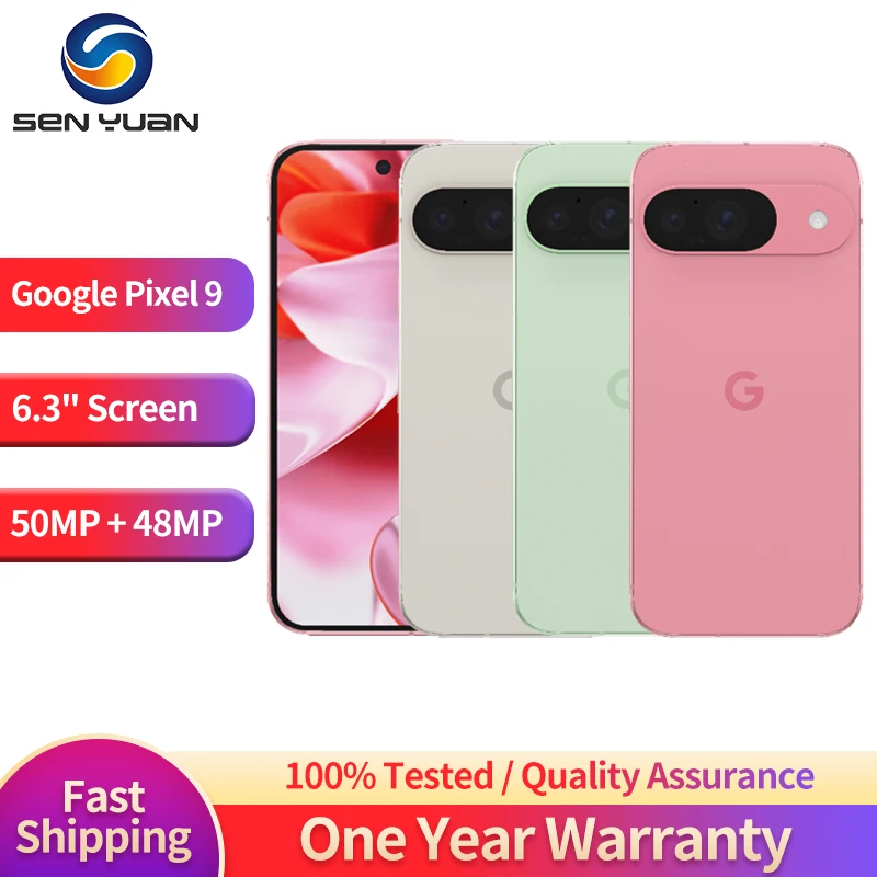 

Google Pixel 9 Pixel9 5G 6.3" OLED 12GB RAM 128/256GB ROM NFC Octa Core Google Tensor G4 Original Unlocked Android Cell Phone