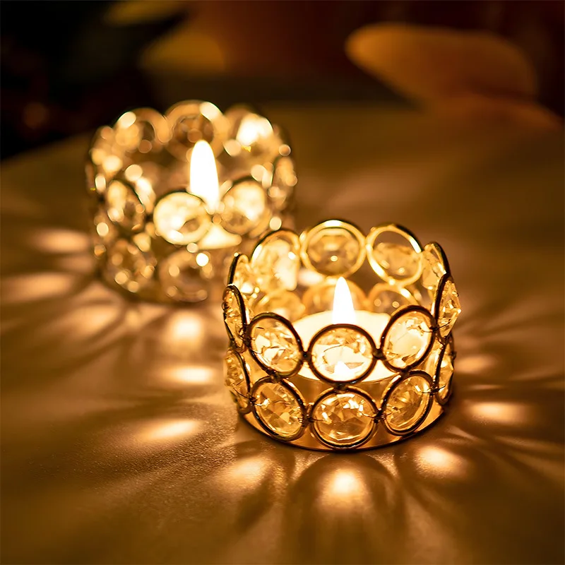 10Pcshandmademetal candle holderEuropean crystal wax wedding hallcreative wrought iron candleholder candlelight dinnercandle cup