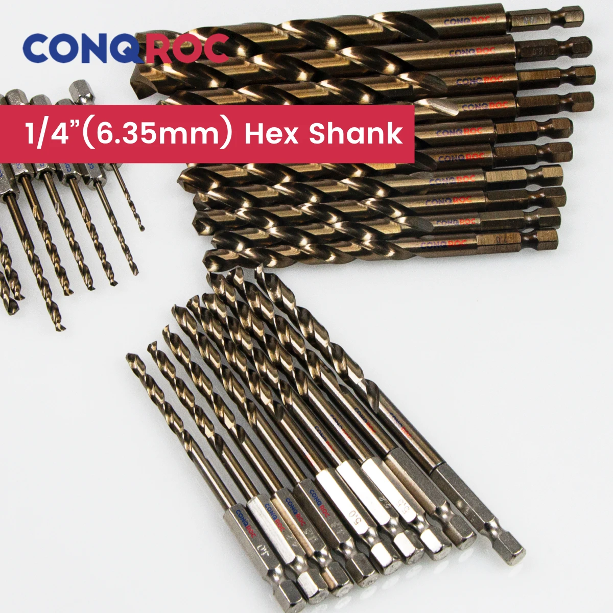 Twist Drill Bit HSS M35 Cobalt 1/4"(6.35mm) Hex Shank 27-Option Diameter-1.5~13mm