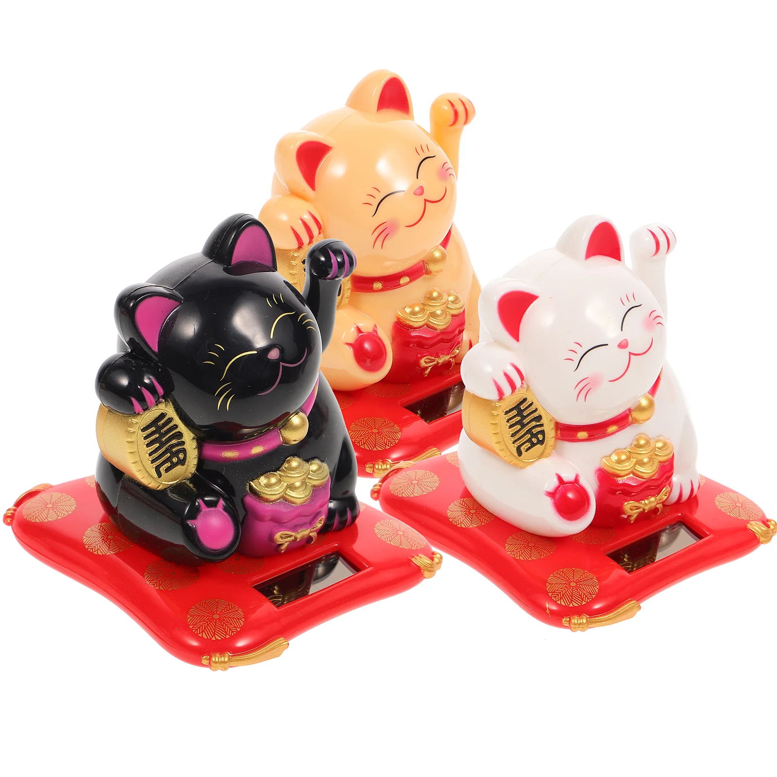 

3pcs Waving Powered Mascot Cat Decoration Lovely Mascot Cat Ornament For Car Desktop Home Decor Gift