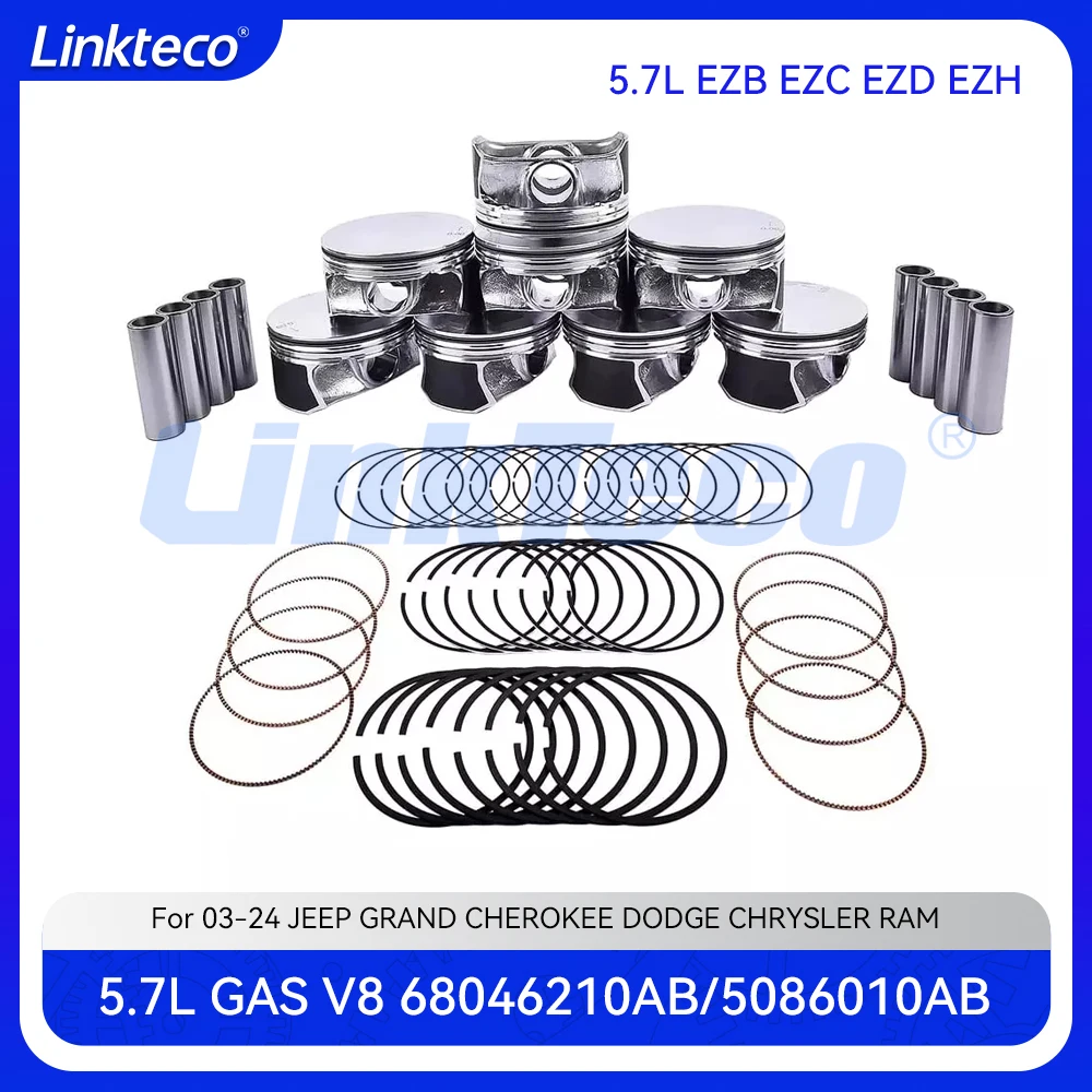 

Engine Part Piston & Ring Set For 03-24 5.7 T L V8 JEEP GRAND CHEROKEE DODGE CHRYSLER RAM 1500 5.7L EZB EZC EZD EZH 68046210AB