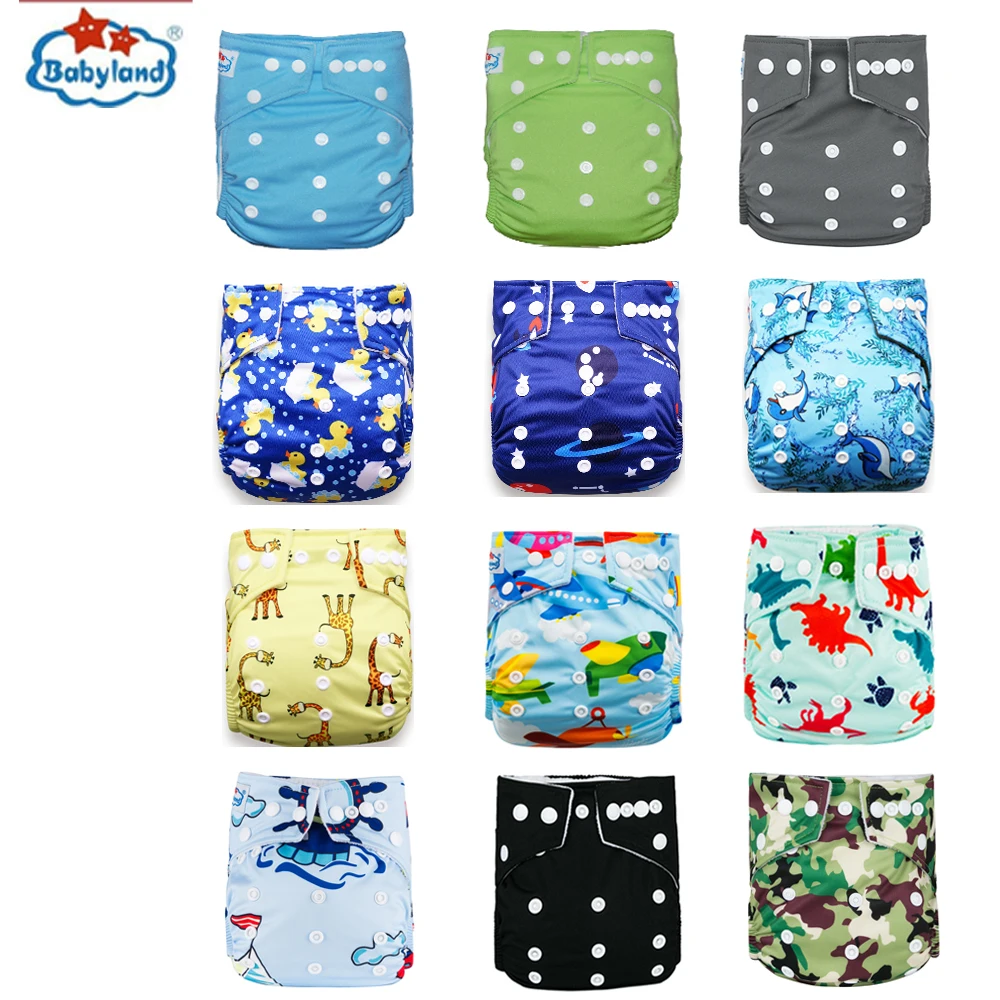 

[Babyland]Baby Diaper 12pcs/Lot Reusable Washable Cloth Diaper Cover Adjustable Eco-friendly Nappy Waterproof Baby Diaper Shells