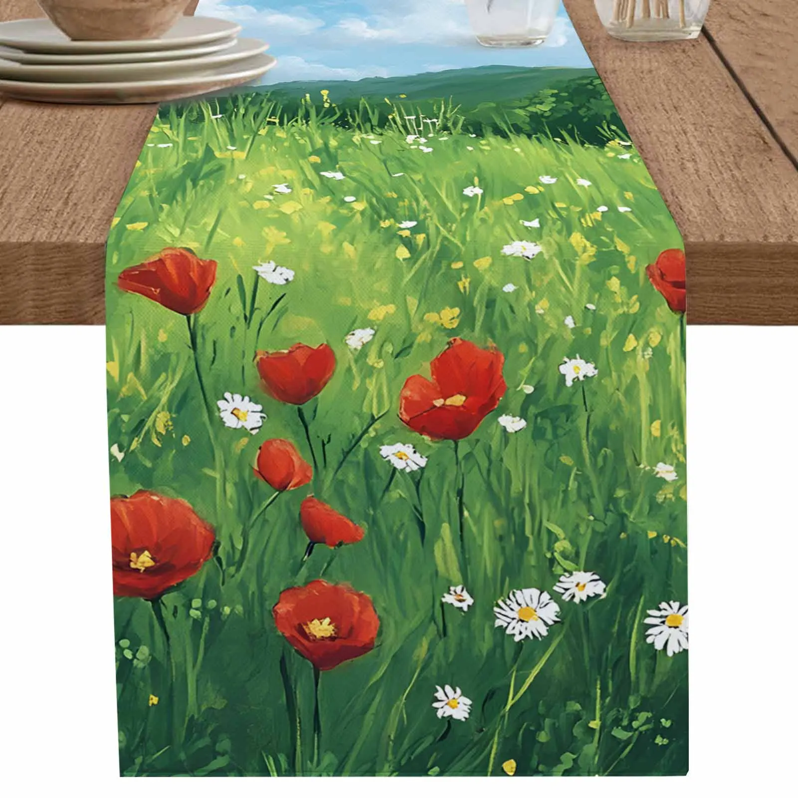 

Spring Pastoral Yu Meiren Festival Table Runners Wedding Party Decor Kitchen Placemat Home Coffee Decor Dining Tableware Pads