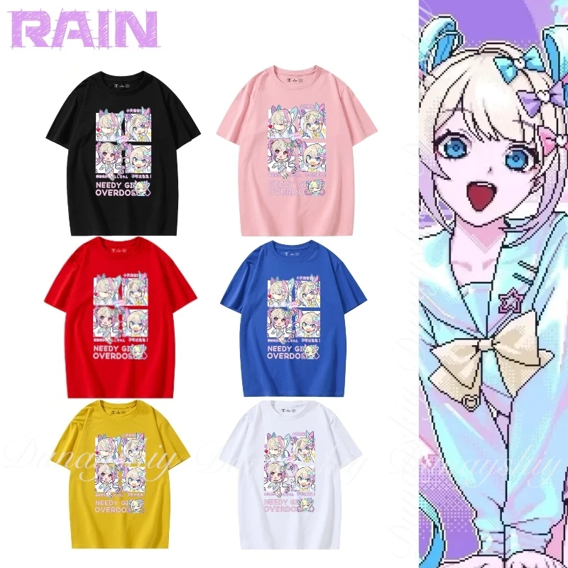 

NEEDY GIRL OVERDOSE Game Rain Ame Superchat Demon Angel Chan With The Colorful Cartoon Cotton T-shirts Cosplay Costume Full Suit