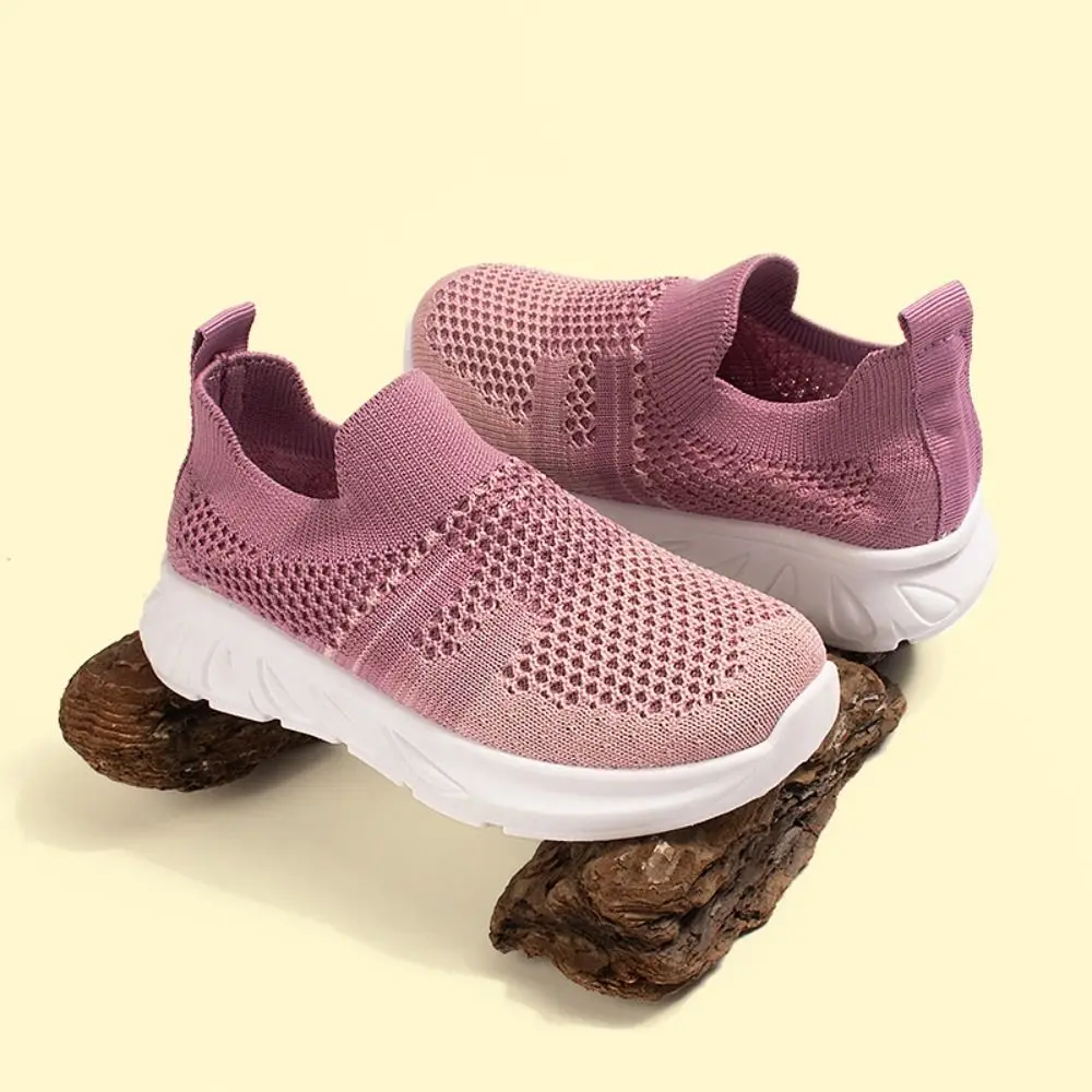 

Mesh Upper Children Running Sneakers Soft Soled Patchwork Design Breathable Sneakers Slip-on Style Lightweight Shoes Running