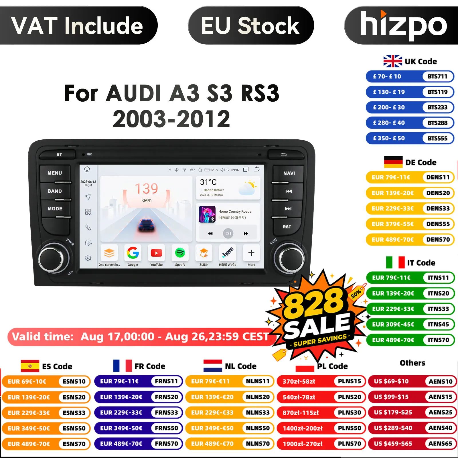4g-lte Carplay 7 Zoll Android Autoradio GPS für Audi A3 8p 2007-2012 s3 2013-2015 rs3 Multimedia RDS 2din Autoradio Stereo Video
