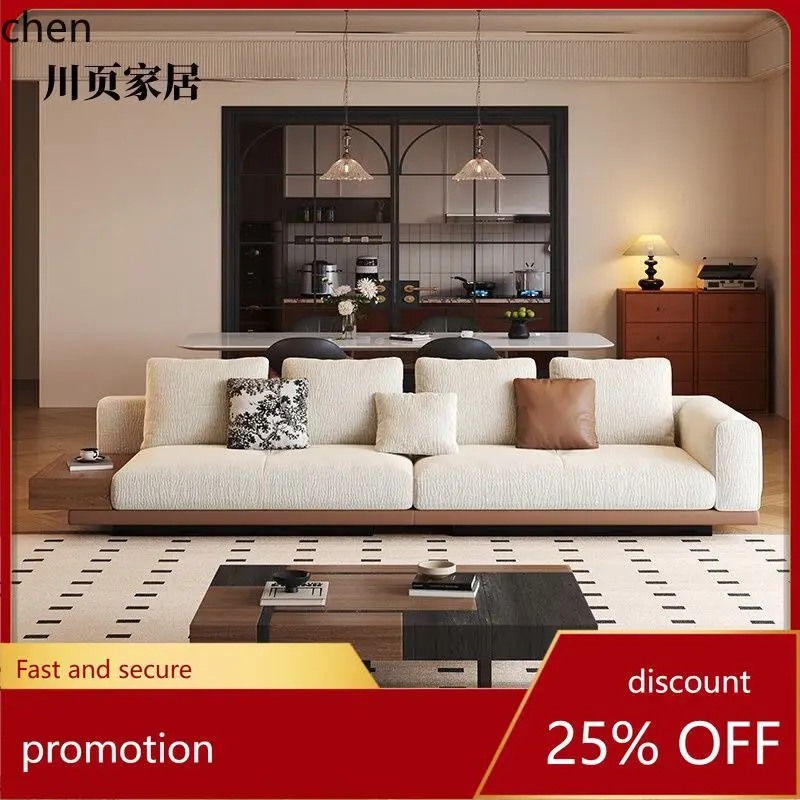 HT Simple Retro Chenille Fabric Sofa Straight Row Living Room Sofa with Removable and Washable Cover Vintage Style