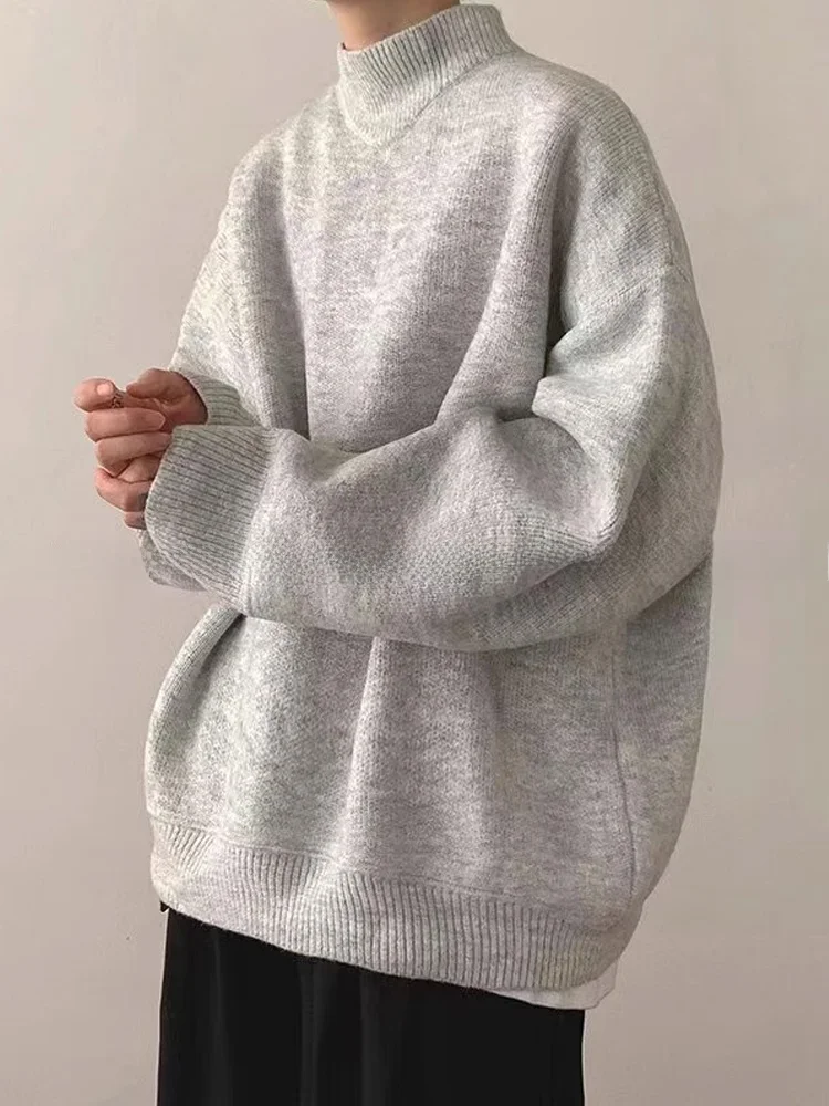 

Мужской вязаный свитер Laid-ba с высоким воротником, удлиненный рукав, осенне-зимний, повседневный, свободный крой, цветной