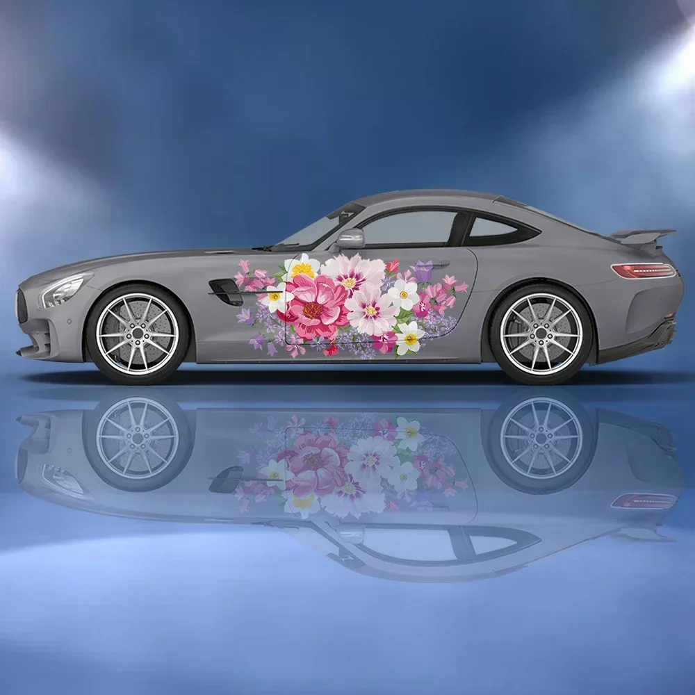 Multiple Types of Flowers Car Vinyl Wraps Decal Self-adhesive PVC Sticker Suitable for Trucks SUV Decor Auto Accessories Gift