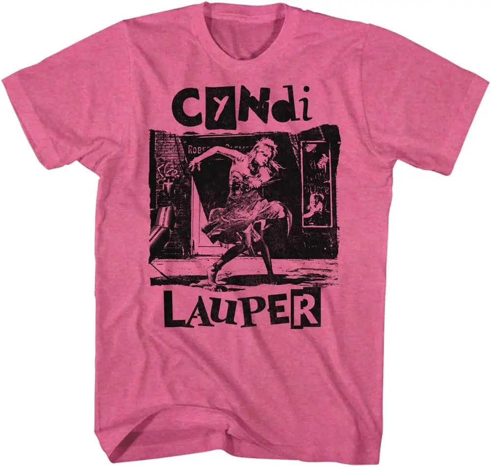 Cyndi Lauper Retro Pink Heather Adult Short Sleeve T Shirt Vintage Style 80s Pop Music Graphic Tees New Fashion Top Tees