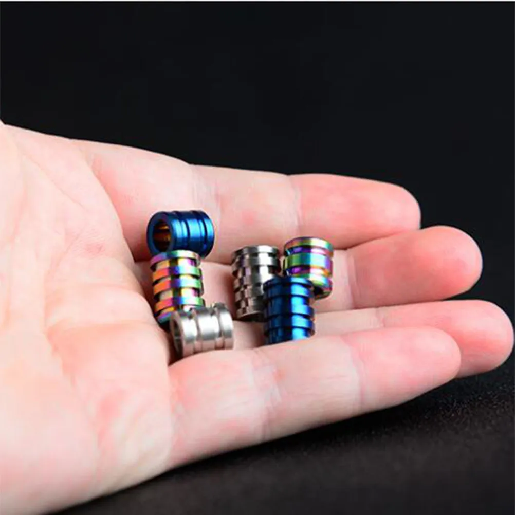 Outdoor Titanium Alloy Lanyard Beads Pull Pendant Paracord Rope Hanging Cutter Gadgets Blue Large Size Titanium Tube