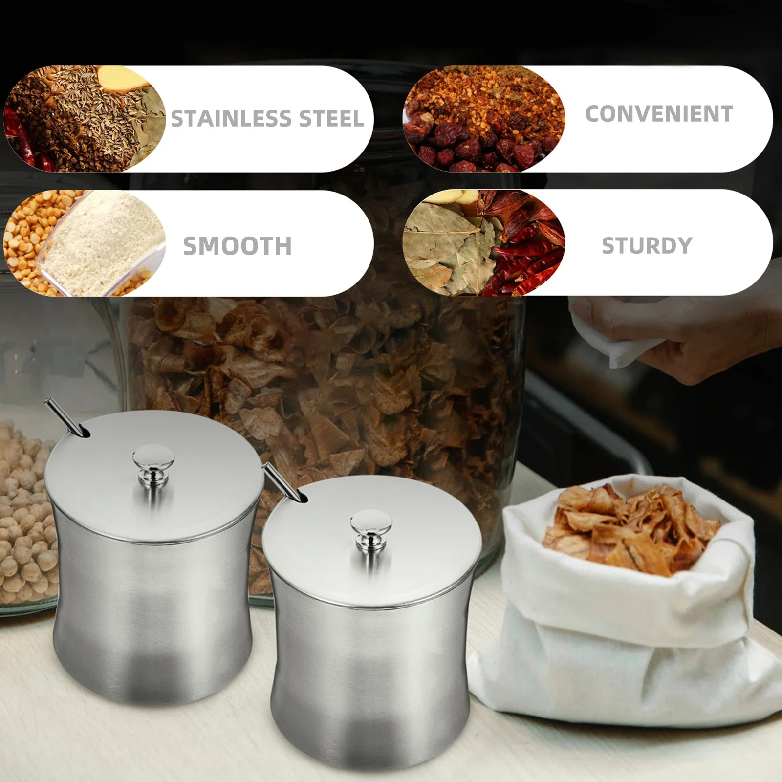 

Stainless Steel Seasoning Jar Black Pepper Condiment Container Spice Pot Sugar Pot Kitchen Pepper Serving Jar Corrosion