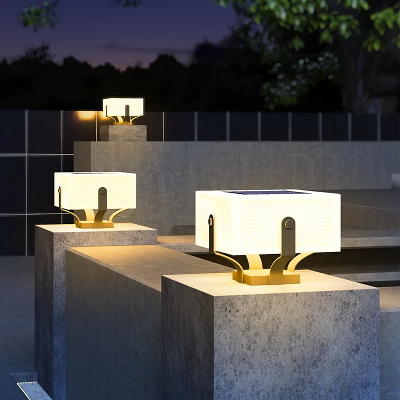 Solar Pillar Lights Home Decor Villa LED Wall Lamp Outdoor Waterproof Modern Gate Garden Lighting Solar Energy Super Bright Door