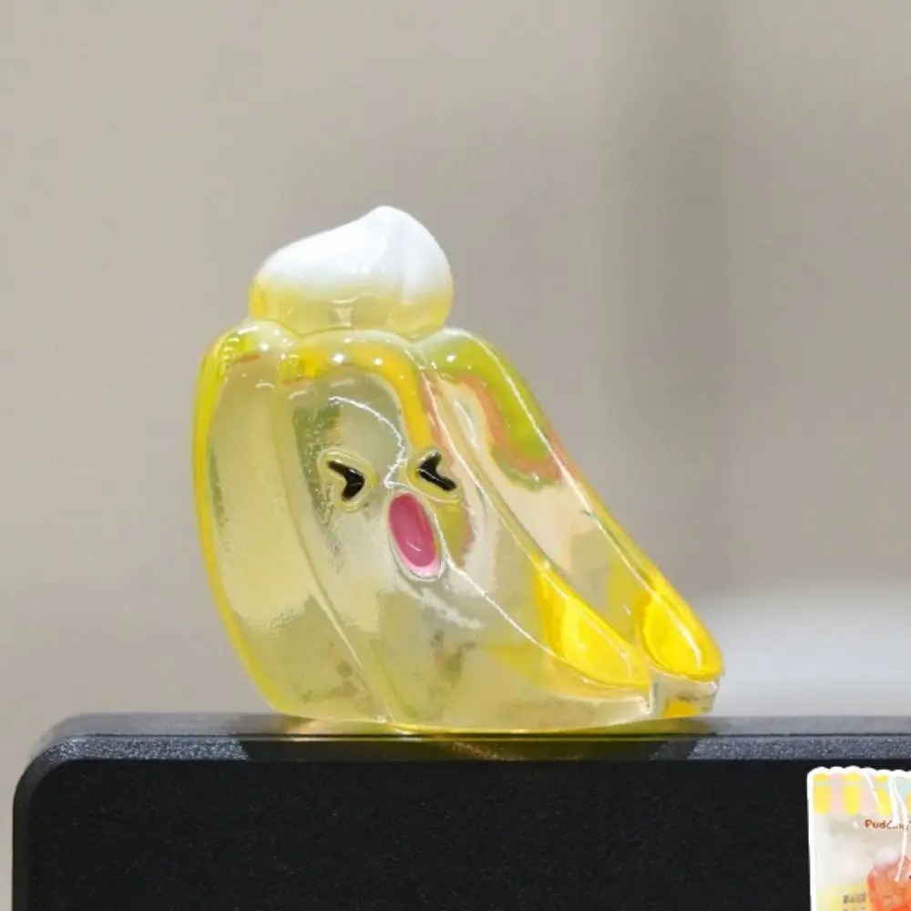 4pcs/set Desk Ornament Computer Monitor Decoration Orange pudding Computer Display Pudding Mood Figurine Cartoon