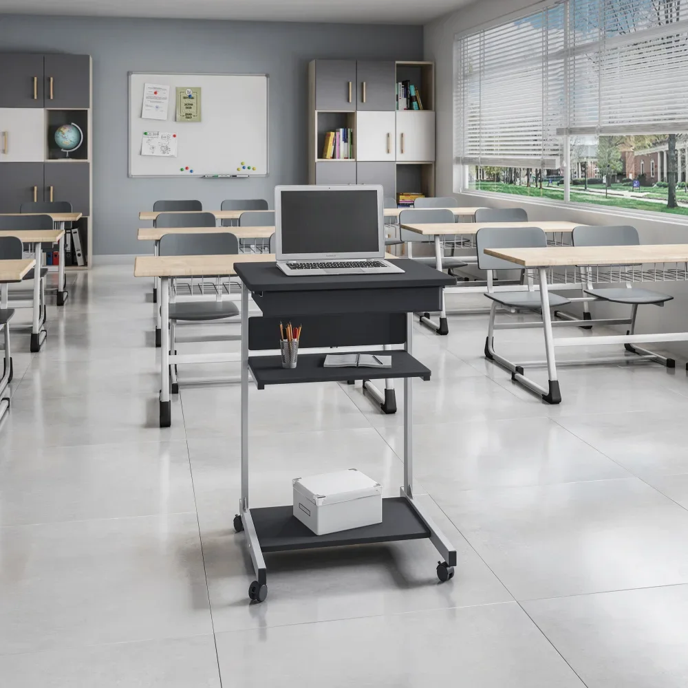 Techni Mobili Rolling Laptop Cart with Storage Graphite