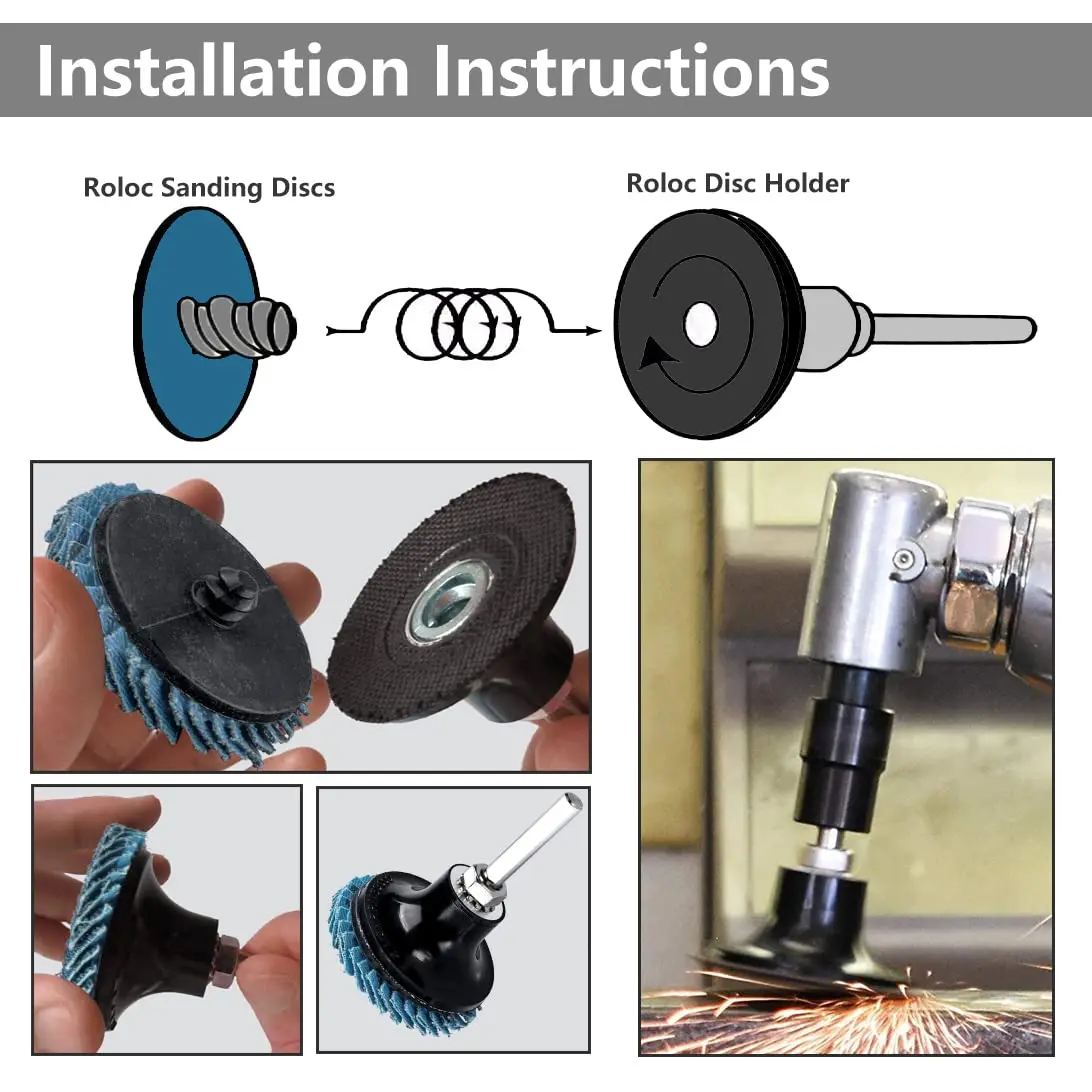 2 Inch Roll Lock Flap Discs 16 Pcs 40 60 80 Grit Abrasive Grinder Wheels with 1/4" Shank Sanding Disc Pad Holder for Wood Metal